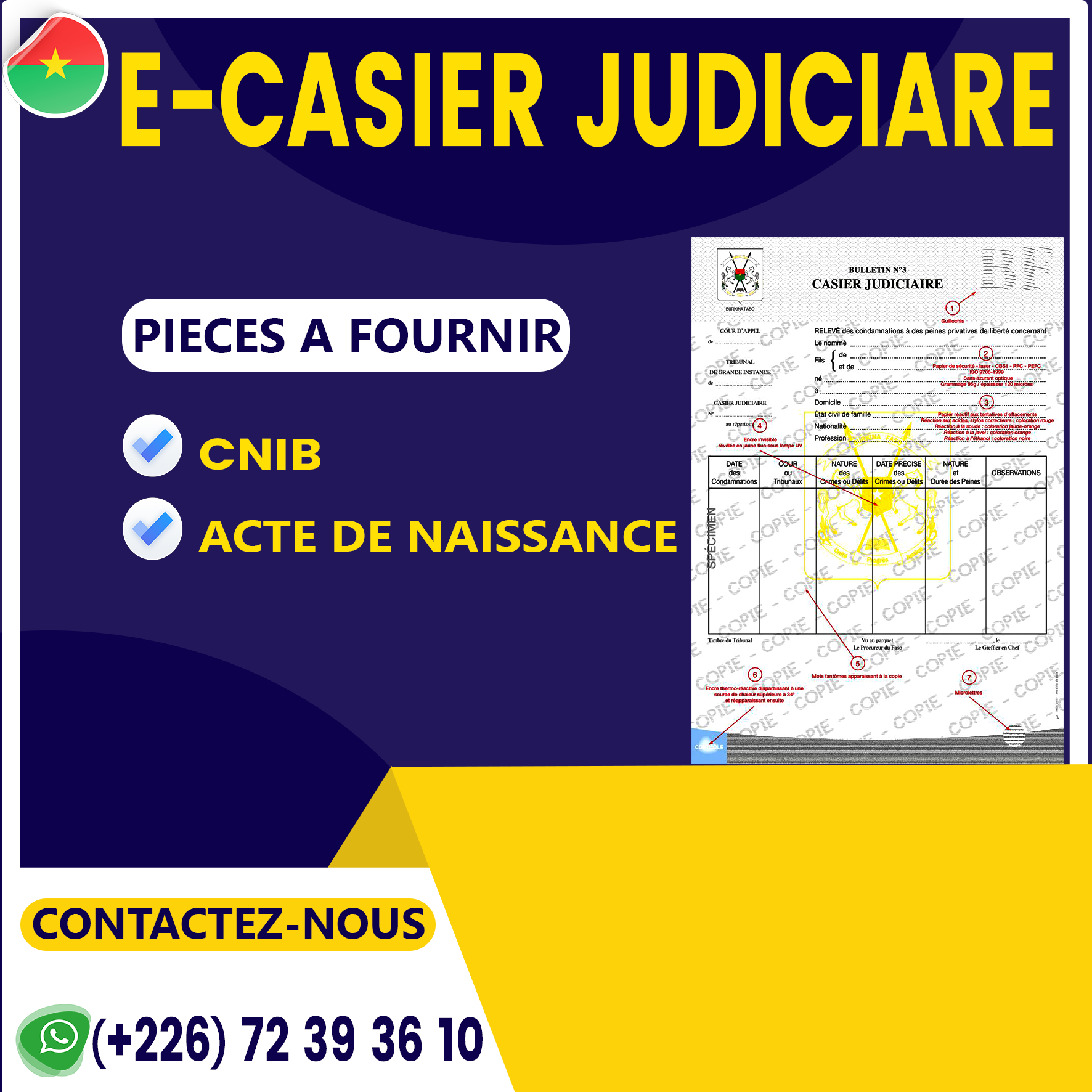 Casier judiciaire à Ouagadougou 