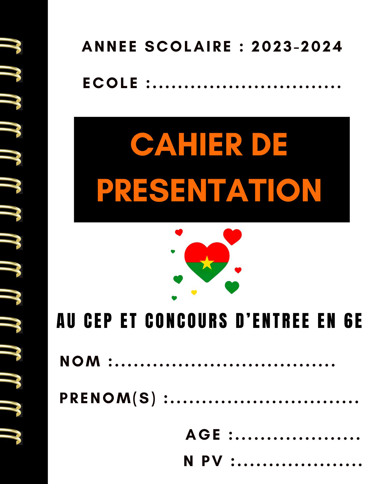 Cahier de presentation à Ouagadougou 