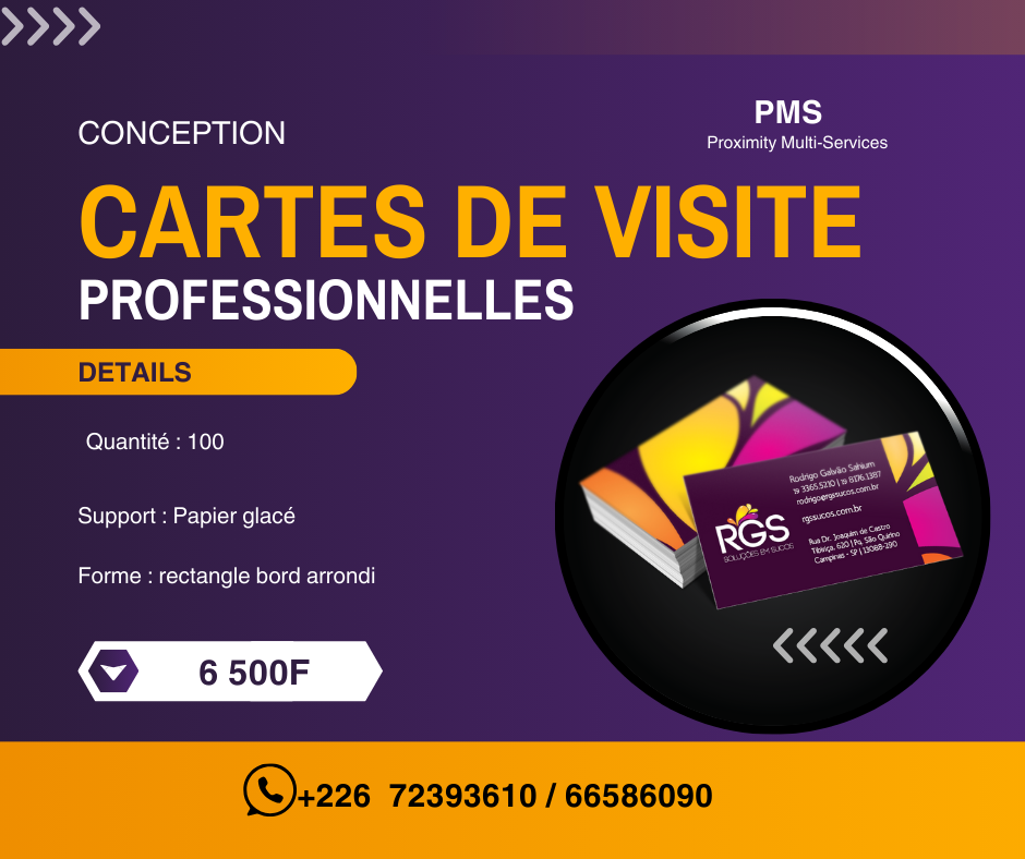 Cartes de visite Professionnelles à Ouagadougou 