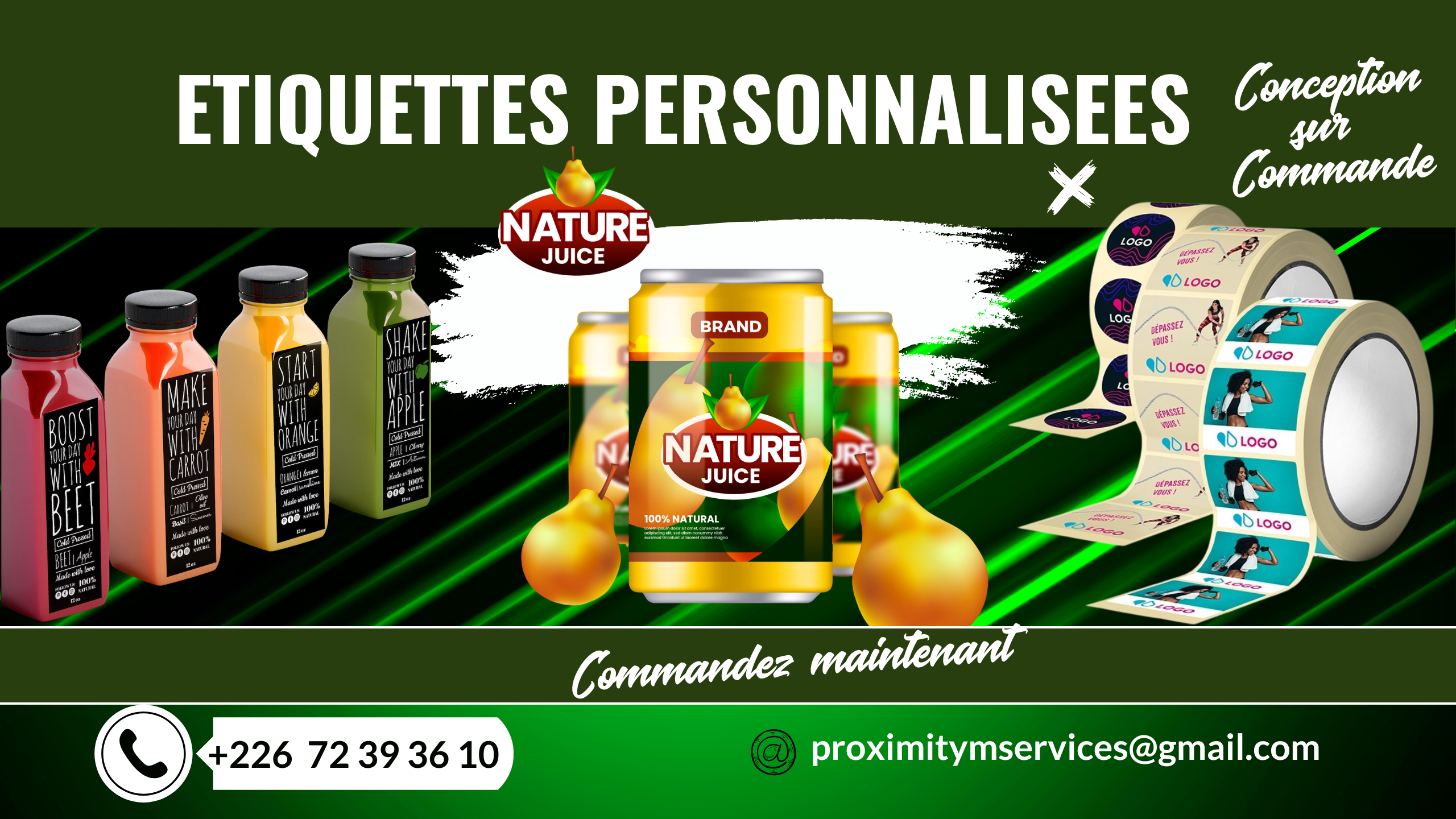 Etiquettes Personnalisées pour produits(jus, sirop etc)